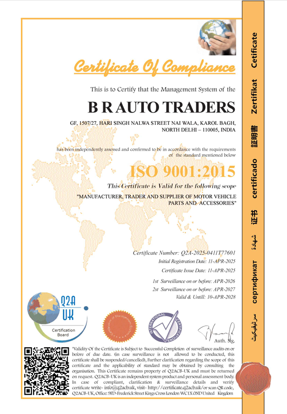 ISO CERTIFICATE B R AUTO TRADERS